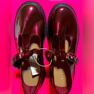 Ruby Red Shinny Metallic Color Mary Jane Shoes Size 3 Brand New with tags.